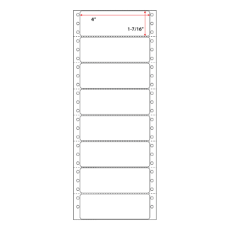 4" x 1.4375" Pinfeed Labels - White - 5,000 Labels