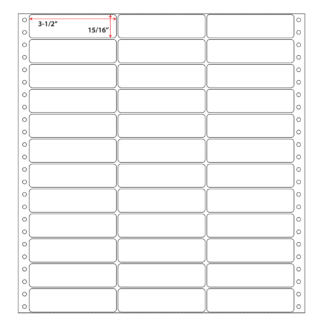 3.5" x .938" Pinfeed Labels - White - 15,000 Labels