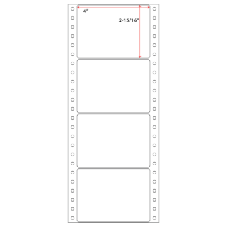 4" x 2.938" Pinfeed Labels - White - 2,500 Labels