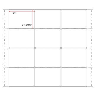 4" x 2.938" Pinfeed Labels - White - 7,500 Labels