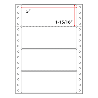 5" x 1.938" Pinfeed Labels - White - 5,000 Labels