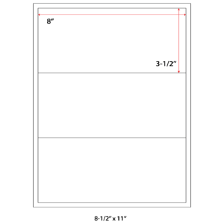 8" x 3.5" Laser Sheets - White - 100 Sheets
