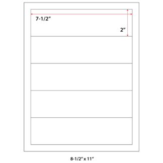 7.5" x 2" Laser Sheets - White - 100 Sheets