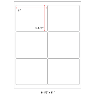 4" x 3.3333" Laser Sheets - White - 100 Sheets