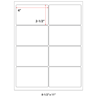 4" x 2.5" Laser Sheets - White - 100 Sheets