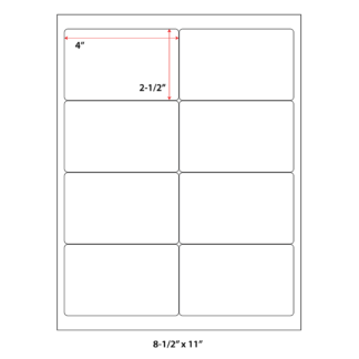 4" x 2.5" Laser Sheets - White - 500 Sheets