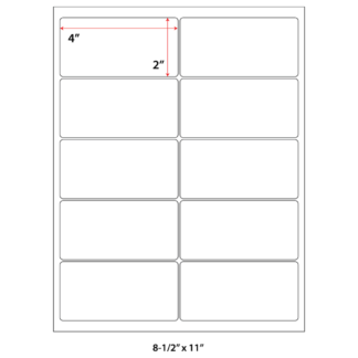 4" x 2" Laser Sheets - White - 100 Sheets