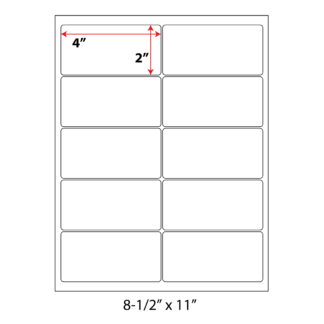 4" x 2" Laser Sheets - White - 100 Sheets
