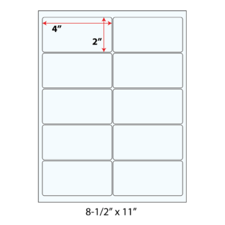 4" x 2" Laser Sheets - Clear - 100 Sheets