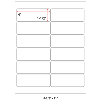 4" x 1.5" Laser Sheets - White - 100 Sheets