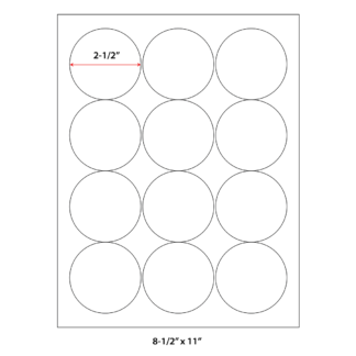 2.5" Circle Laser Sheets - White - 100 Sheets