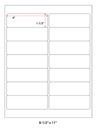 4" x 1.3333" Laser Sheets - White - 100 Sheets
