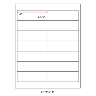 4" x 1.3333" Laser Sheets - White - 500 Sheets