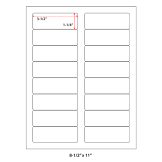 3.5" x 1.25" Laser Sheets - White - 100 Sheets