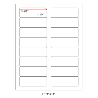 3.5" x 1.25" Laser Sheets - White - 500 Sheets