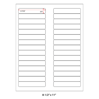 3.4375" x .6667" Laser Sheets - White - 100 Sheets