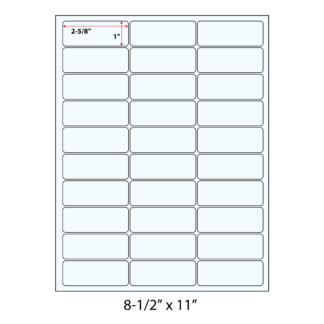 2.625" x 1" Laser Sheets - Clear - 100 Sheets