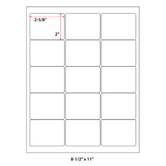 2.625" x 2" Laser Sheets - White - 100 Sheets