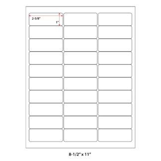 2.625" x 1" Laser Sheets - White - 1,000 Sheets