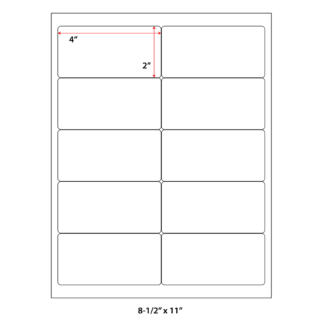4" x 2" Laser Sheets - White - 1,000 Sheets