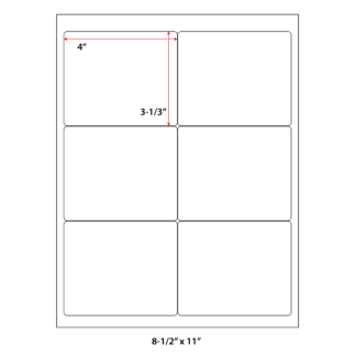 4" x 3.3333" Laser Sheets - White - 1,000 Sheets