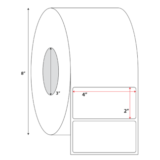4" x 2" Thermal Transfer Labels - White - 12,000 Labels