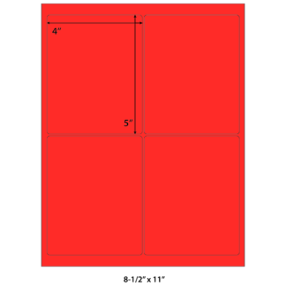 4" x 5" Laser Sheets - Neon Red - 100 Sheets