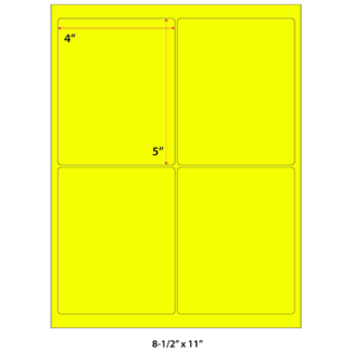 4" x 5" Laser Sheets - Neon Yellow - 100 Sheets