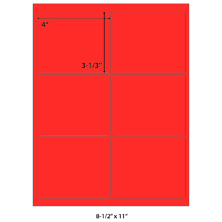 4" x 3.3333" Laser Sheets - Neon Red - 100 Sheets