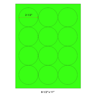 2.5" Circle Laser Sheets - Neon Green - 100 Sheets
