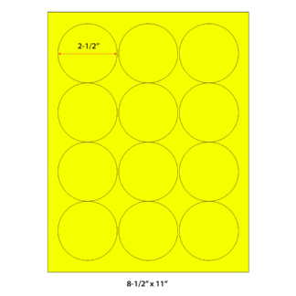 2.5" Circle Laser Sheets - Neon Yellow - 100 Sheets