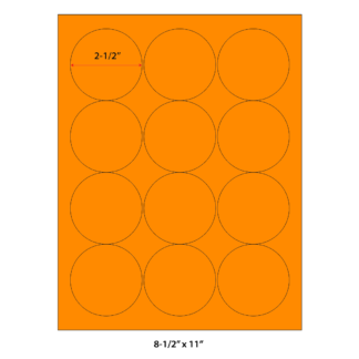 2.5" Circle Laser Sheets - Neon Orange - 100 Sheets