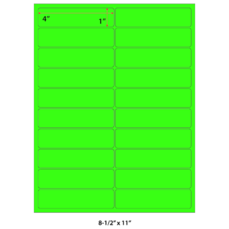 4" x 1" Laser Sheets - Neon Green - 100 Sheets