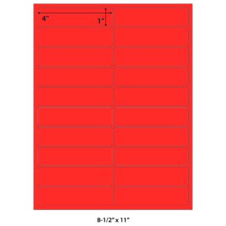 4" x 1" Laser Sheets - Neon Red - 100 Sheets