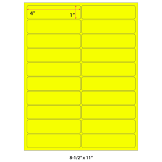 4" x 1" Laser Sheets - Neon Yellow - 100 Sheets
