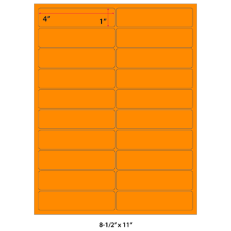 4" x 1" Laser Sheets - Neon Orange - 100 Sheets