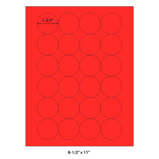 1.6667" Circle Laser Sheets - Neon Red - 100 Sheets