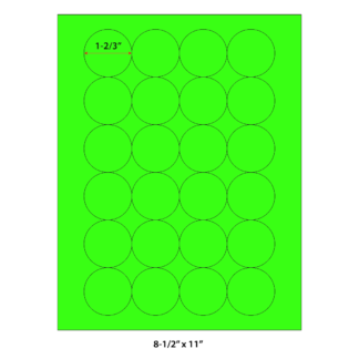 1.6667" Circle Laser Sheets - Neon Green - 100 Sheets