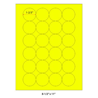 1.6667" Circle Laser Sheets - Neon Yellow - 100 Sheets