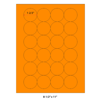 1.6667" Circle Laser Sheets - Neon Orange - 100 Sheets