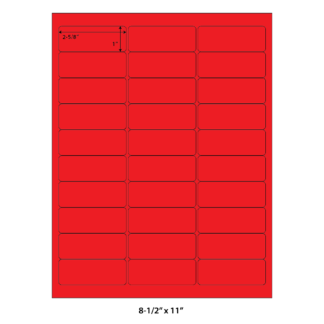 2.625" x 1" Laser Sheets - Neon Red - 100 Sheets