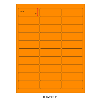 2.625" x 1" Laser Sheets - Neon Orange - 100 Sheets
