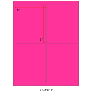 4" x 5" Laser Sheets - Neon Pink - 100 Sheets