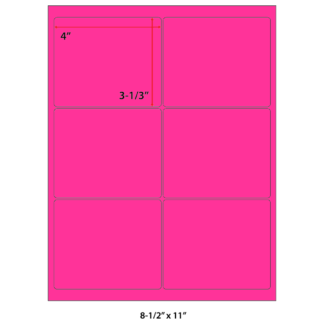 4" x 3.3333" Laser Sheets - Neon Pink - 100 Sheets
