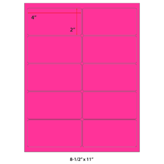 4" x 2" Laser Sheets - Neon Pink - 100 Sheets