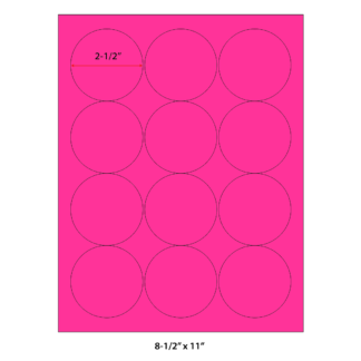 2.5" Circle Laser Sheets - Neon Pink - 100 Sheets