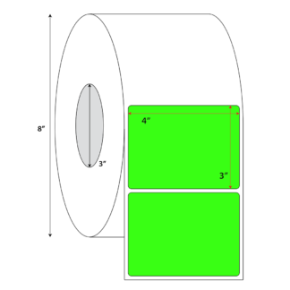 4" x 3" Thermal Transfer Labels - Neon Green - 8,000 Labels