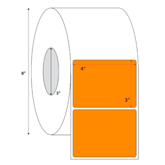4" x 3" Thermal Transfer Labels - Neon Orange - 8,000 Labels