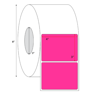 4" x 3" Thermal Transfer Labels - Neon Pink - 8,000 Labels