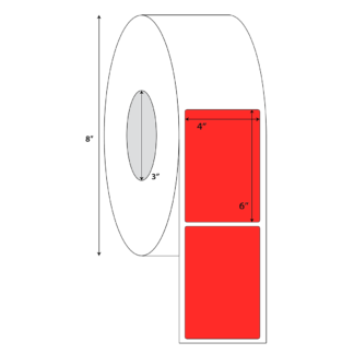 4" x 6" Thermal Transfer Labels - Neon Red - 4,000 Labels